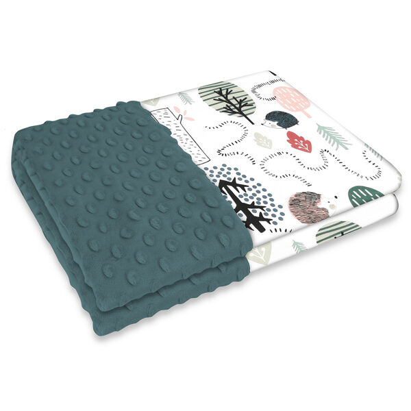 Super Soft Fleece Baby Blanket, dark green | Hedgehogs