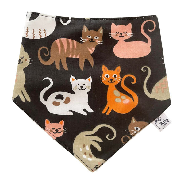 Bandana Dribble Bib, Kittens on black background