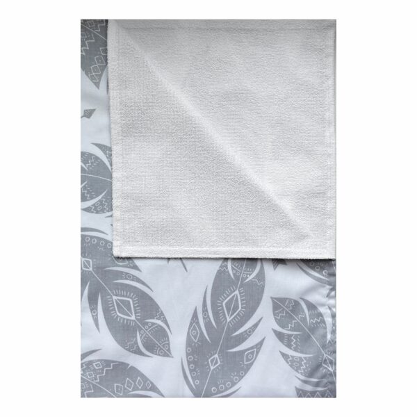Waterproof Diaper Changing Pad, White feathers on grey background