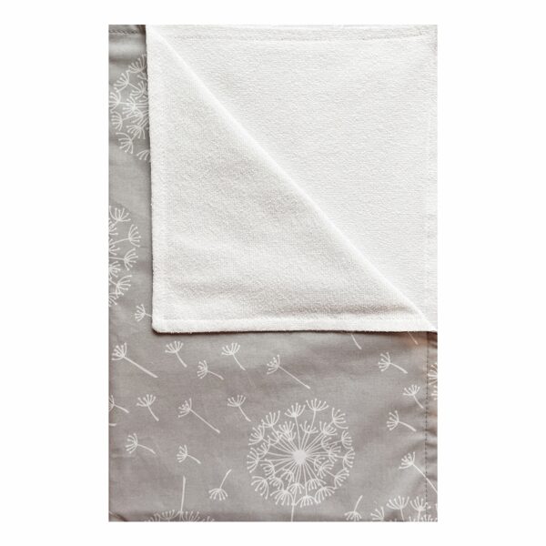 Mitrumnecaurlaidīgs paladziņš 50x70cm, lielās pieneņpūkas uz pelēka fona