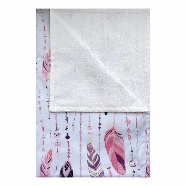 Waterproof Diaper Changing Pad, Pink feathers on white background