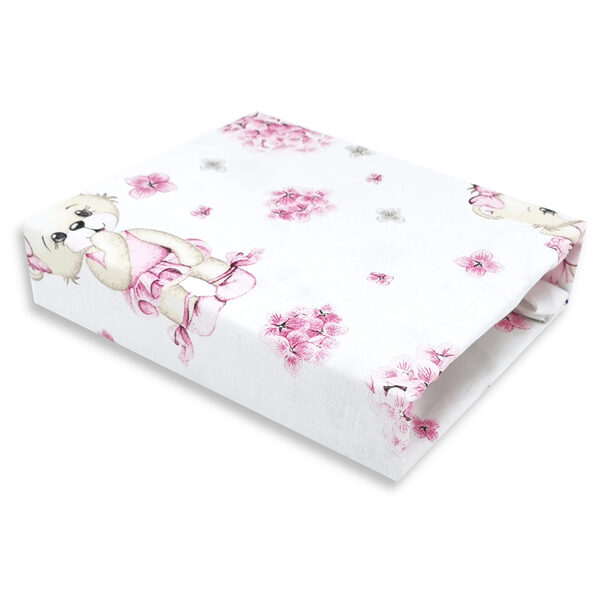 Cotton sheets with an elastic band, 120x60cm | BALLERINA, pink