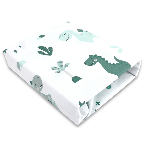 Cotton sheets with an elastic band, 120x60cm | DINO, green
