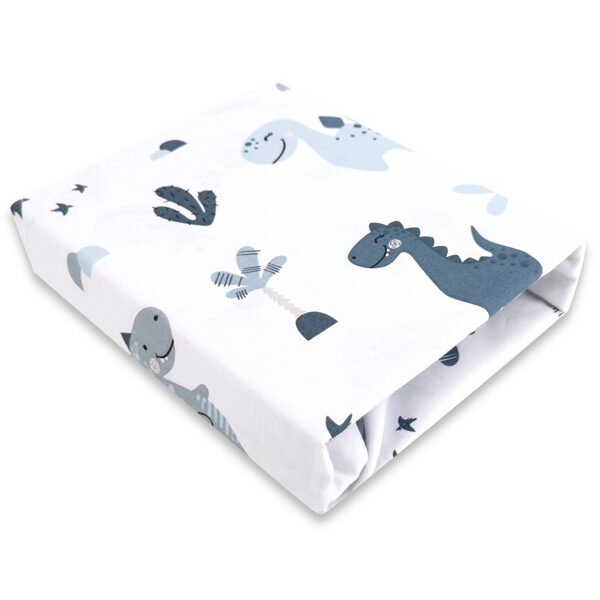 Cotton sheets with an elastic band, 120x60cm | DINO, blue