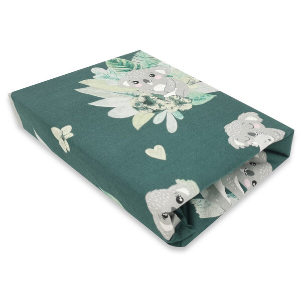 Cotton sheets with an elastic band, 120x60cm | KOALA, dark green