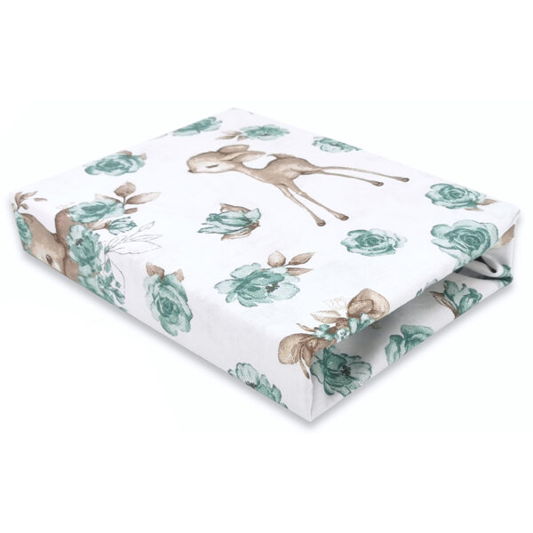 Cotton sheets with an elastic band, 120x60cm | DEER, green