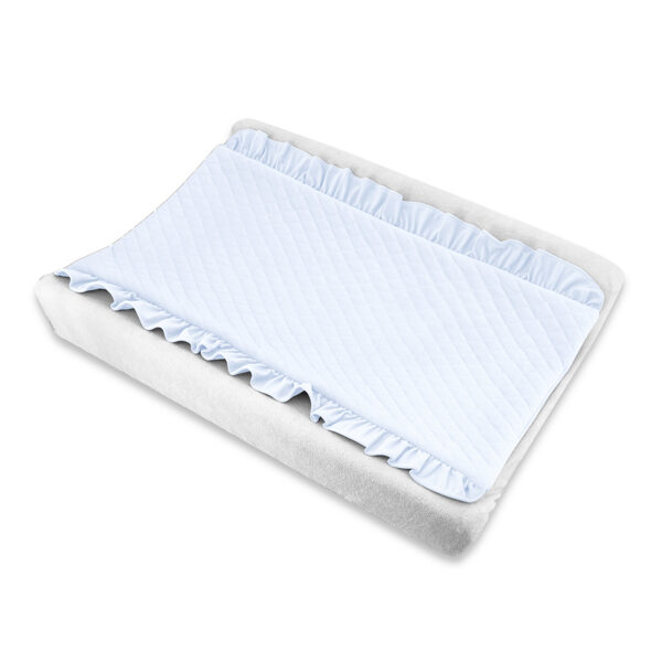 Changing mat with frill, light blue