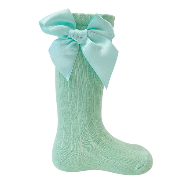 Long socks with bow, mint