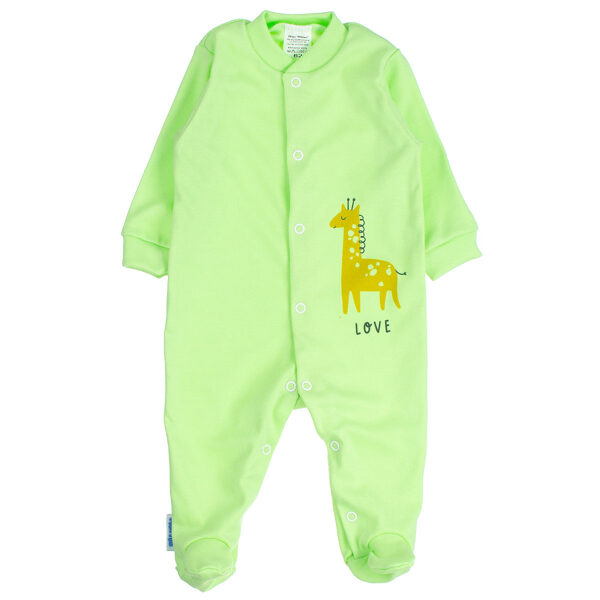 Sleepsuit with feet, green/ Giraffe (Sizes: 68.)