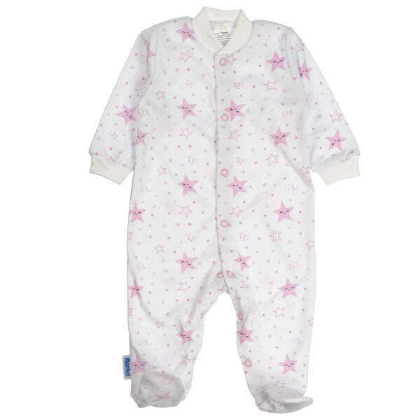 Sleepsuit with feet, Stars/ pink (Sizes: 56.)