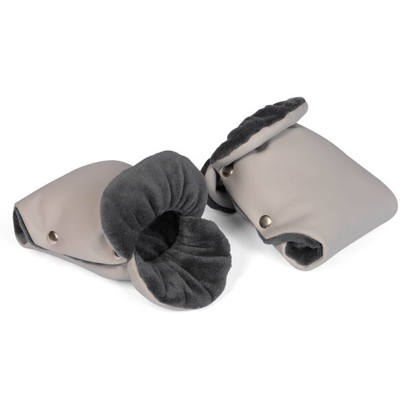 Stroller gloves, eco leather, light gray/ dark gray