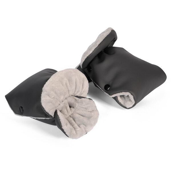 Stroller gloves, eco leather, dark gray/ light gray