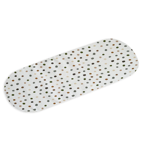 Cotton carrycot sheet | Green and brown dots