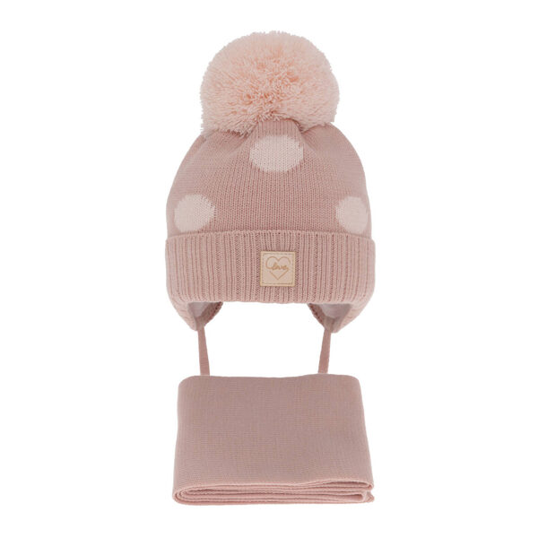 Winter hat and scarf AGOSTINA | Pink (Izmēri: 9-12months, 12-18months)