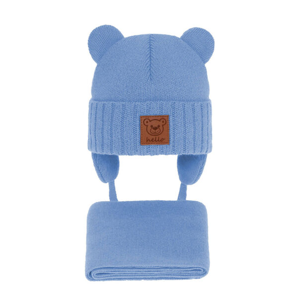 Winter hat and scarf PETIT, blue (9-12months., 18-24months)