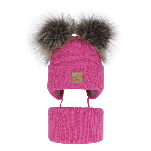 Ziemas cepure un šalle MINSI | Fuksijas rozā (Izmēri: 12-18mēn., 2-3gadi)