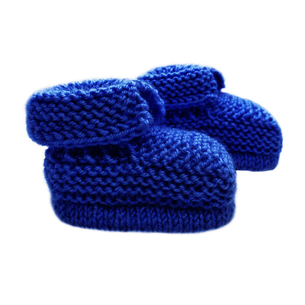 Knitted booties, cornflower blue