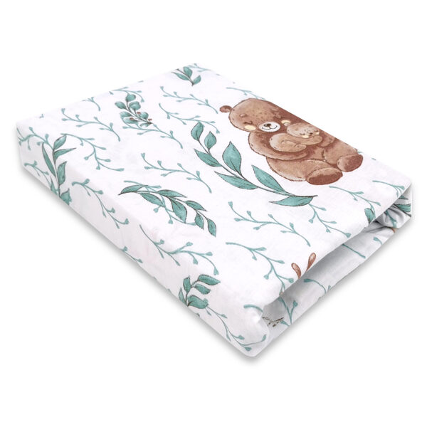Cotton sheets with an elastic band, 120x60cm | FOREST ANIMALS