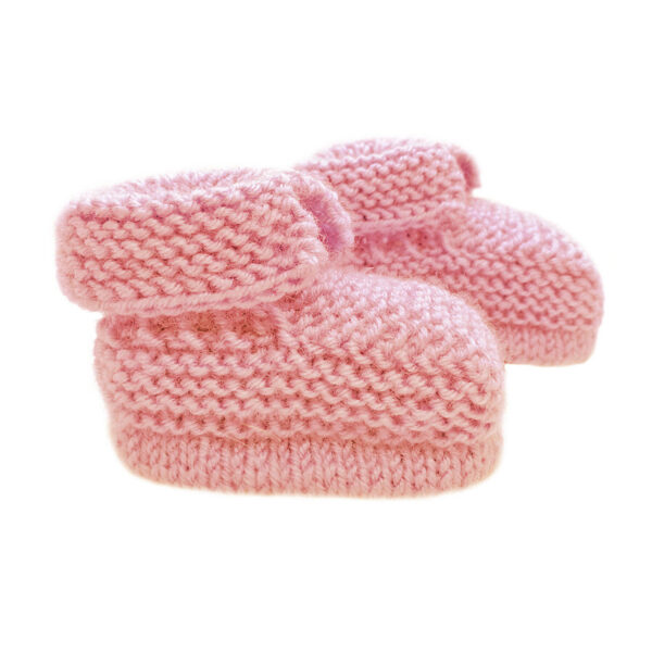 Knitted booties, powder pink