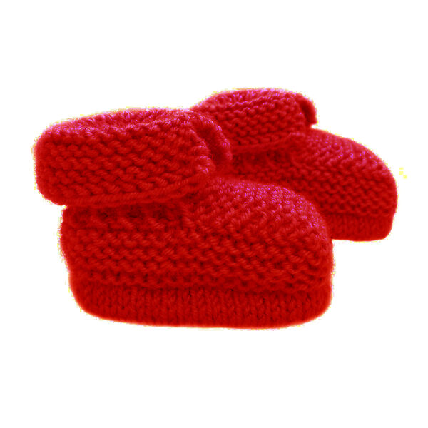 Knitted booties, red