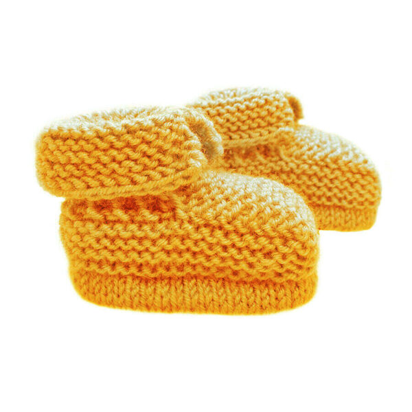Knitted booties, mustard
