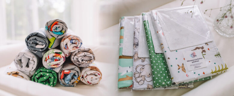 Reusable baby care pads made of cotton and terry – soft, waterproof, and easy to clean, providing comfort and protection in daily routines. | www.babycolors.lv